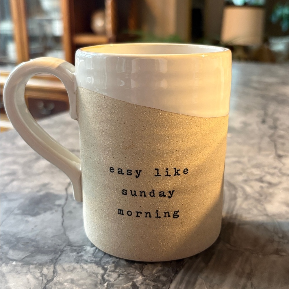 Mud Pie Cream and Tan Ceramic Mug Set - Picture 2 of 5